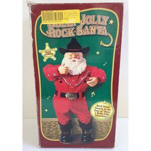 Rockin Jolly Rock Santa Animated Figure In Box Tested Works Vintage Christmas
